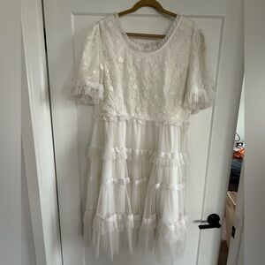 JessaKae Ivory Floral Midi Dress